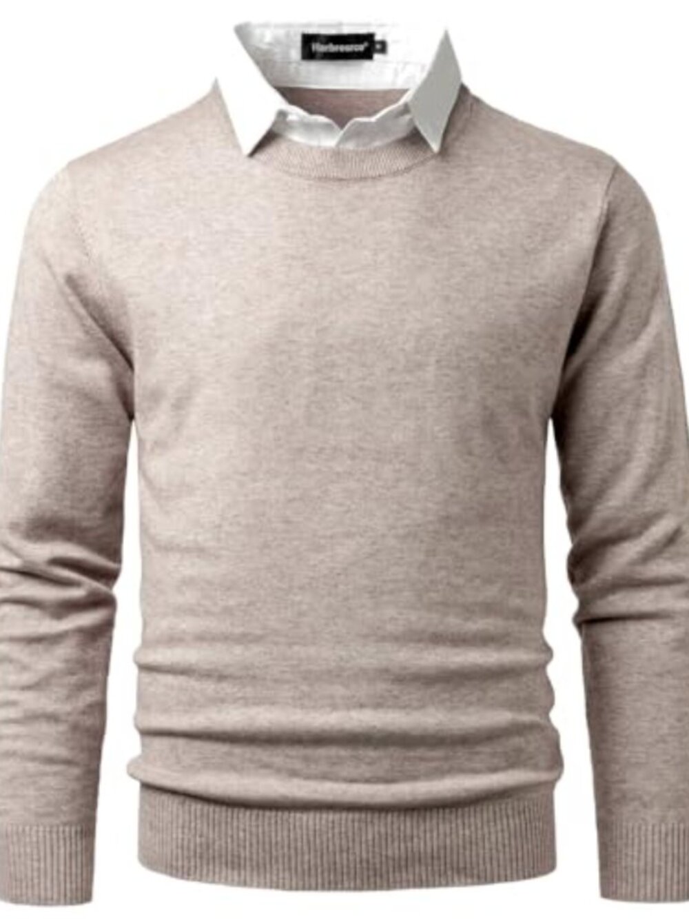 Men's 2 in 1 Knit Jumper Mock Shirt Collar Fine Knit Pullover Sweater